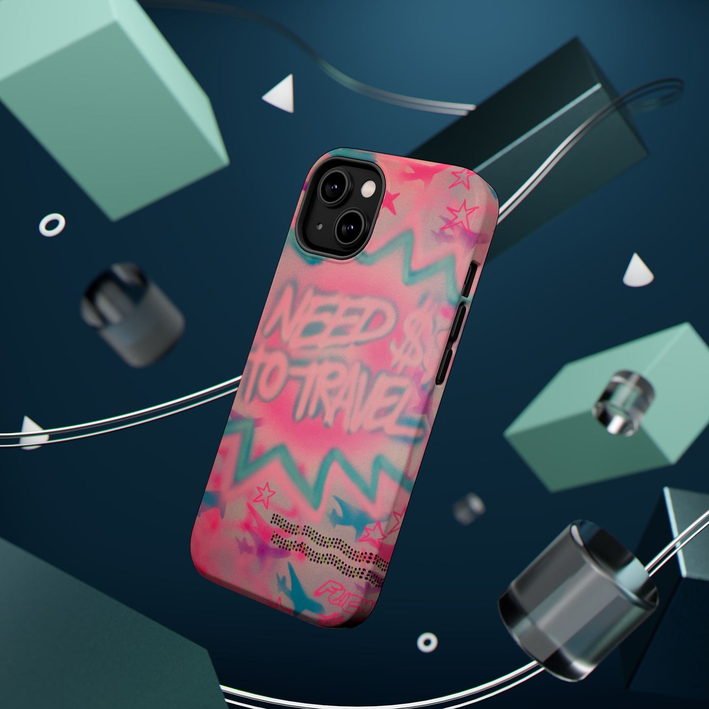MagSafe "need $$ to travel" airbrush iPhone case