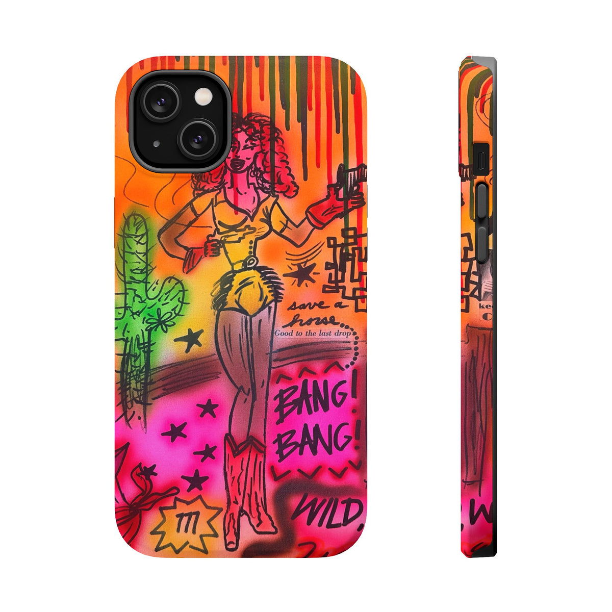 MagSafe "wild, wild west" airbrush iPhone case