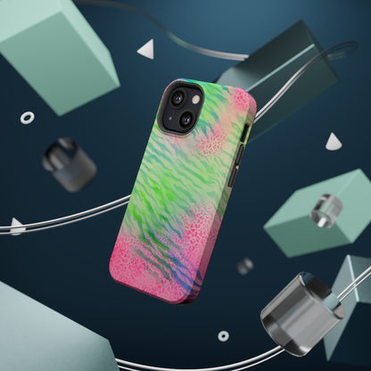 MagSafe "teal cheetah" airbrush iPhone case