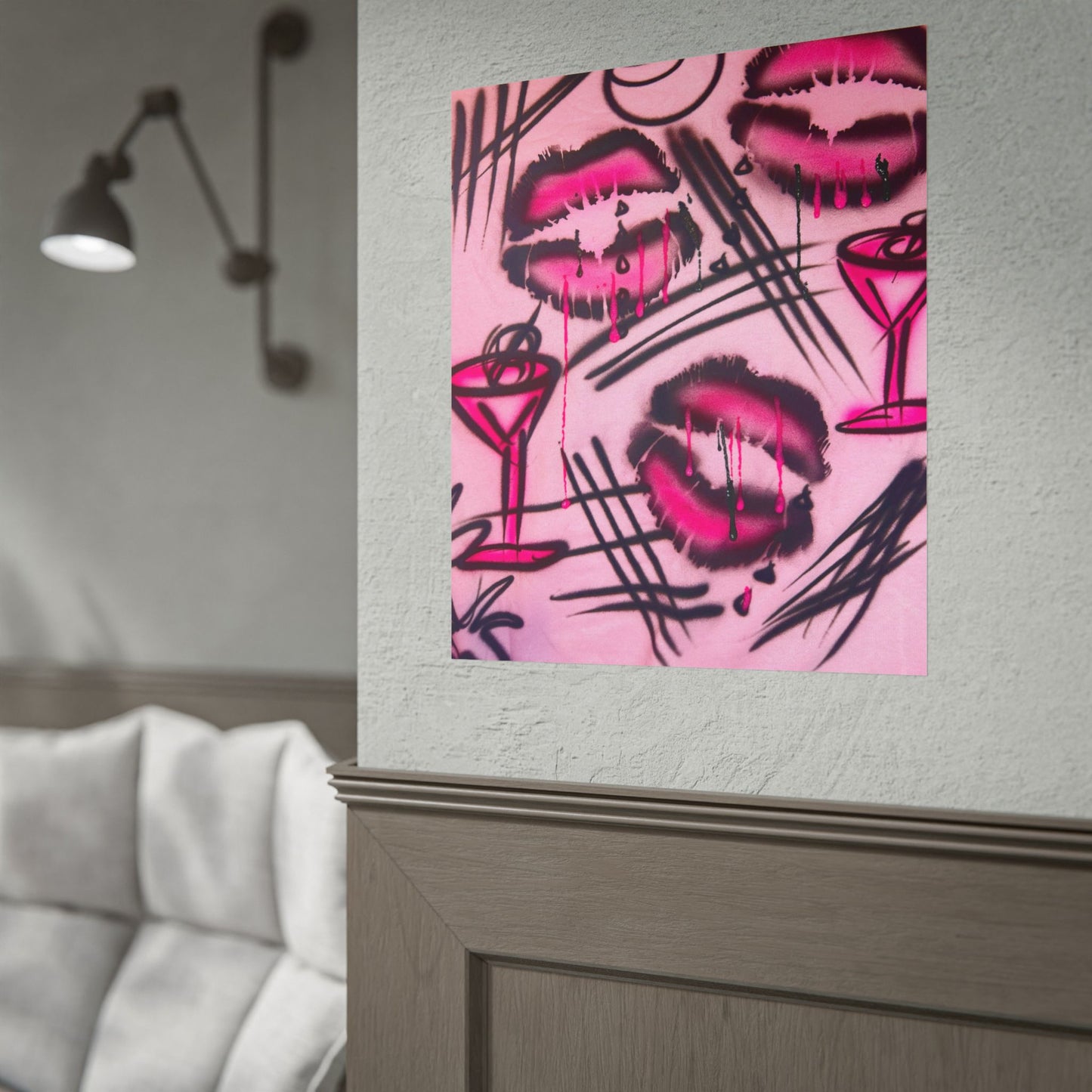 "glossy pout" airbrush rolled print