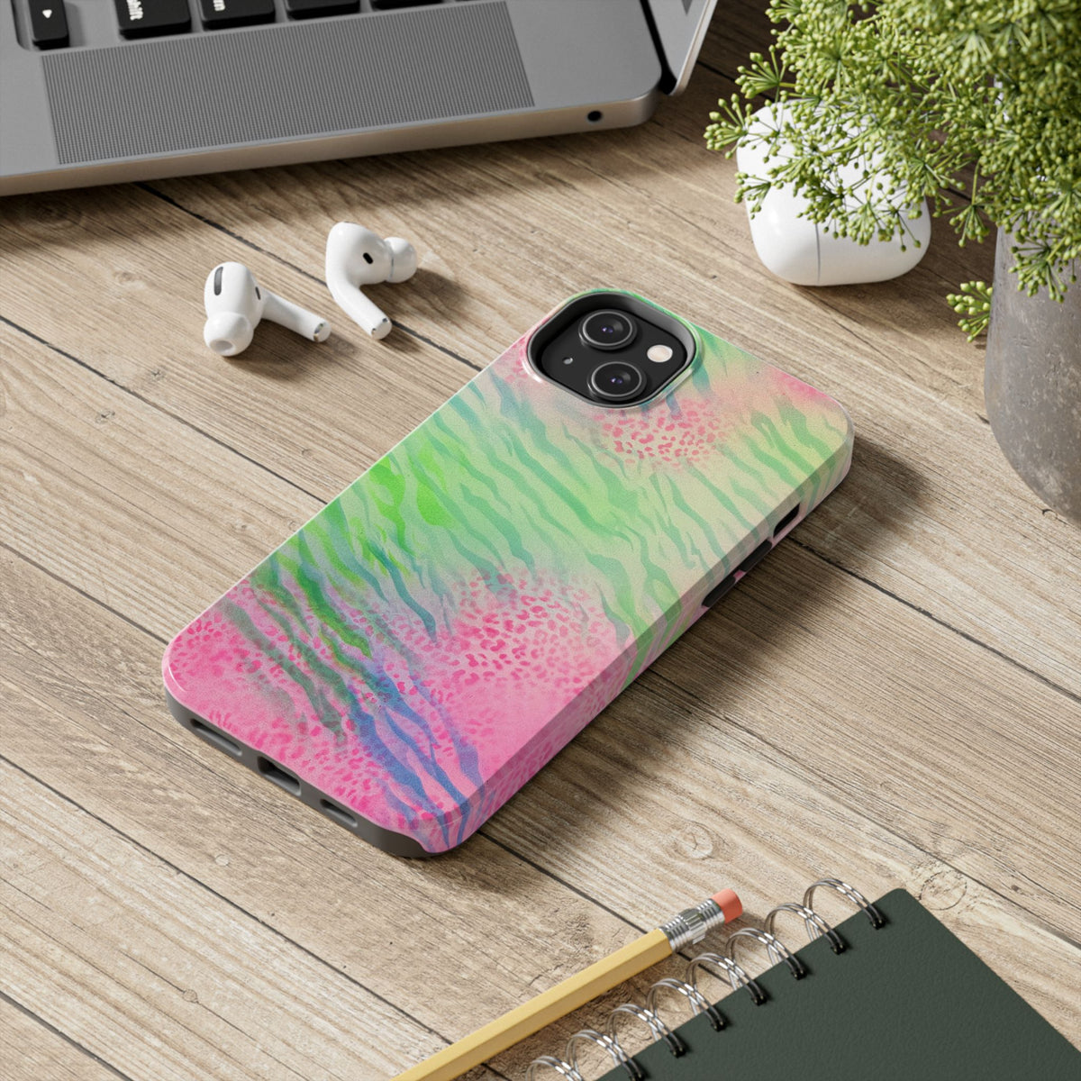 "teal cheetah" airbrush iPhone case