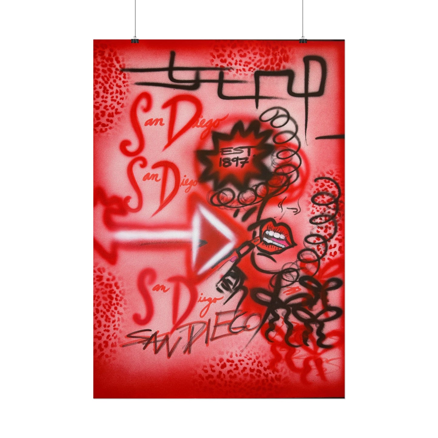 "san diego" airbrush rolled print