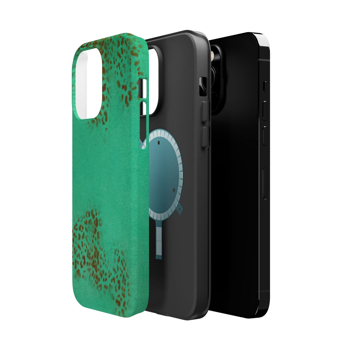 MagSafe "teal cheetah" airbrush iPhone case