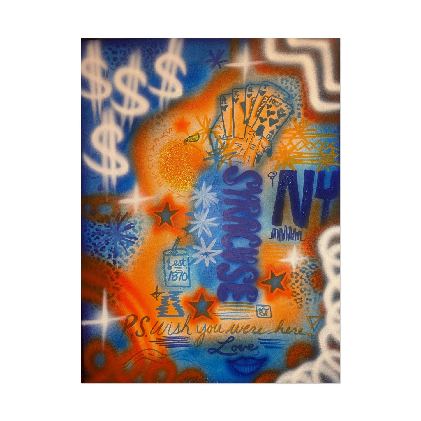 "syracuse, ny" airbrush rolled print