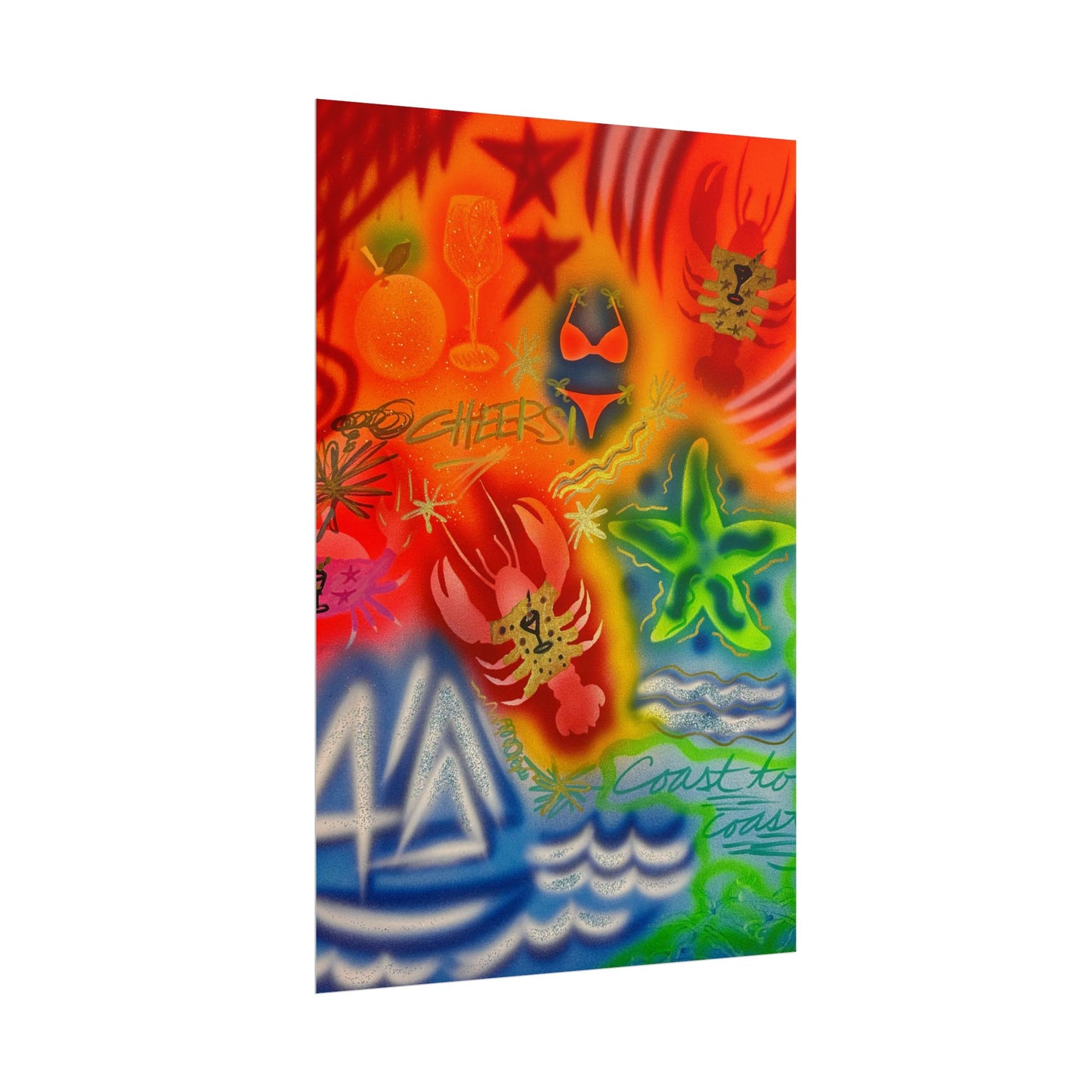"tipsy lobster" airbrush rolled print
