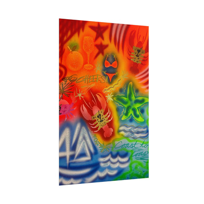 "tipsy lobster" airbrush rolled print