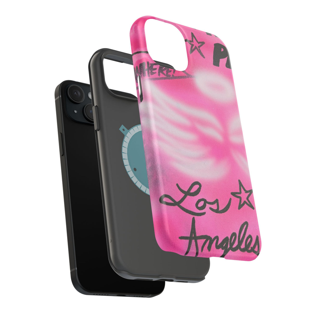 MagSafe "pinke Engelsflügel" Airbrush iPhone Hülle