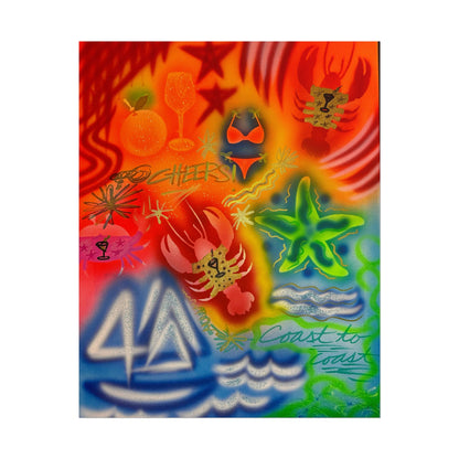 "tipsy lobster" airbrush rolled print