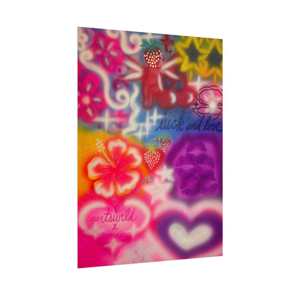 "luck & luv" airbrush rolled print