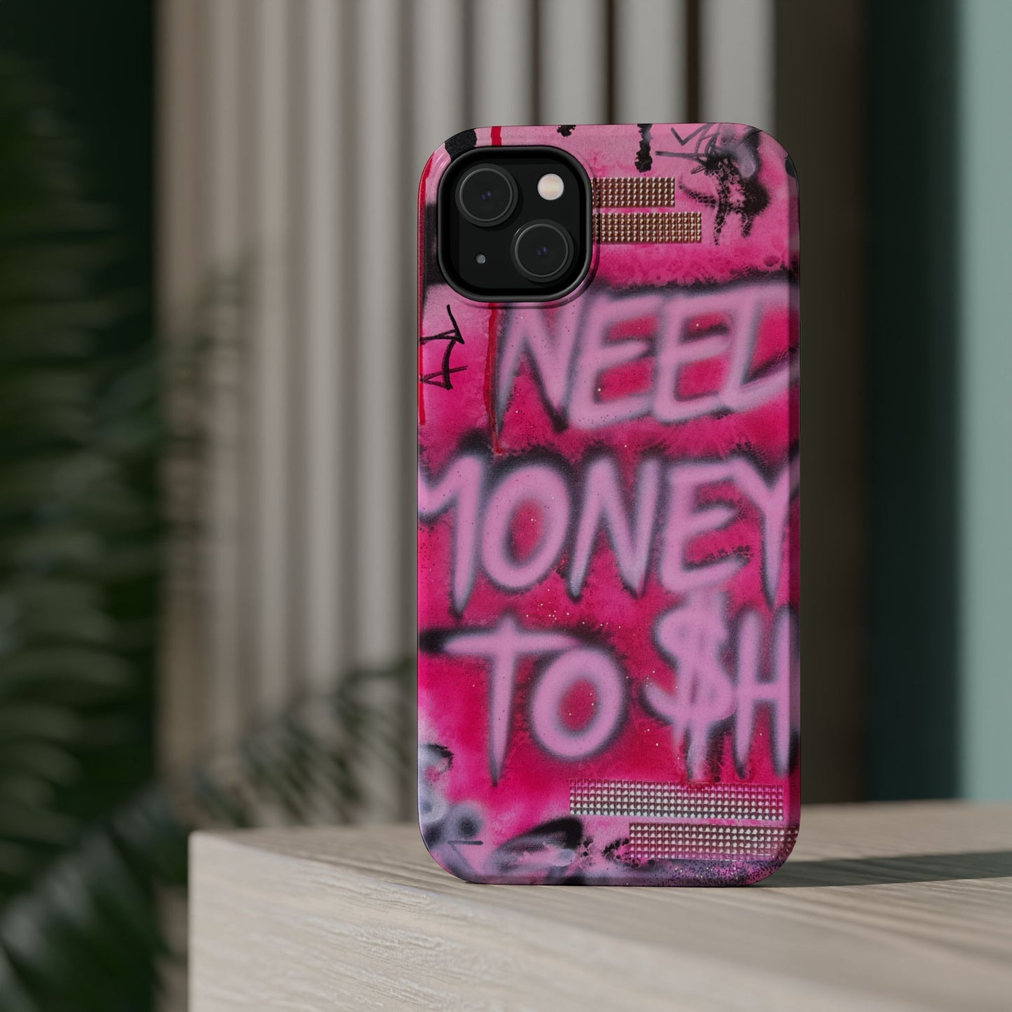MagSafe "need $$ to shop" airbrush iPhone case