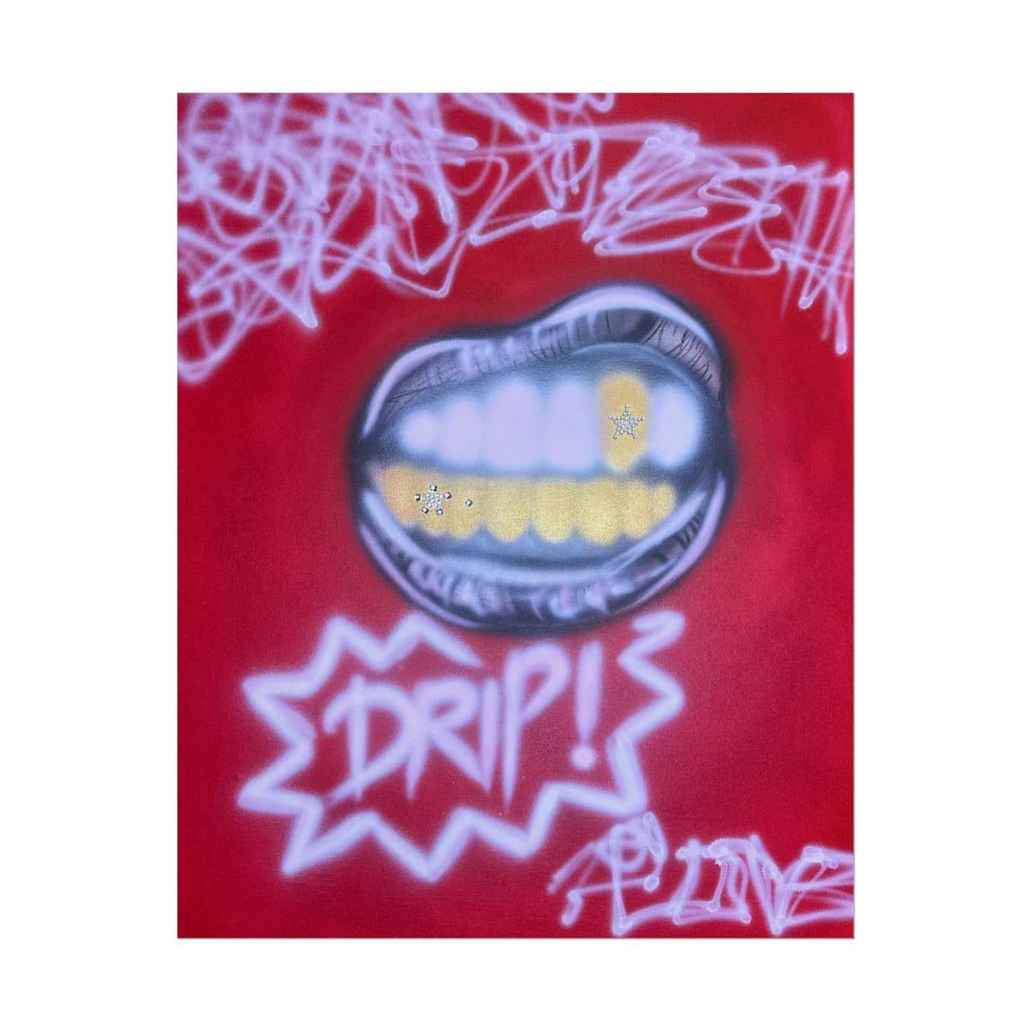 "tooth drip" airbrush rolled print