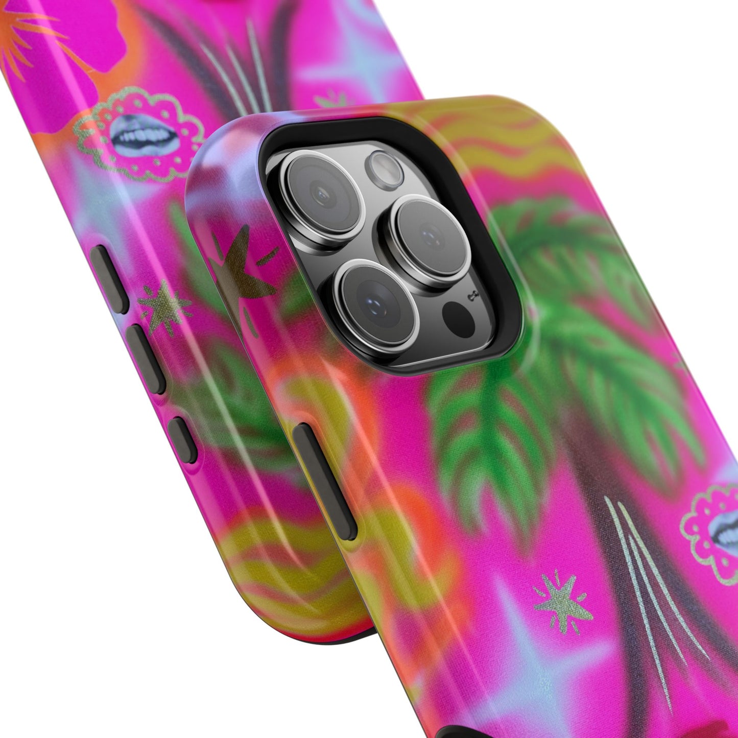 MagSafe "neon pink palms" Airbrush iPhone-Hülle
