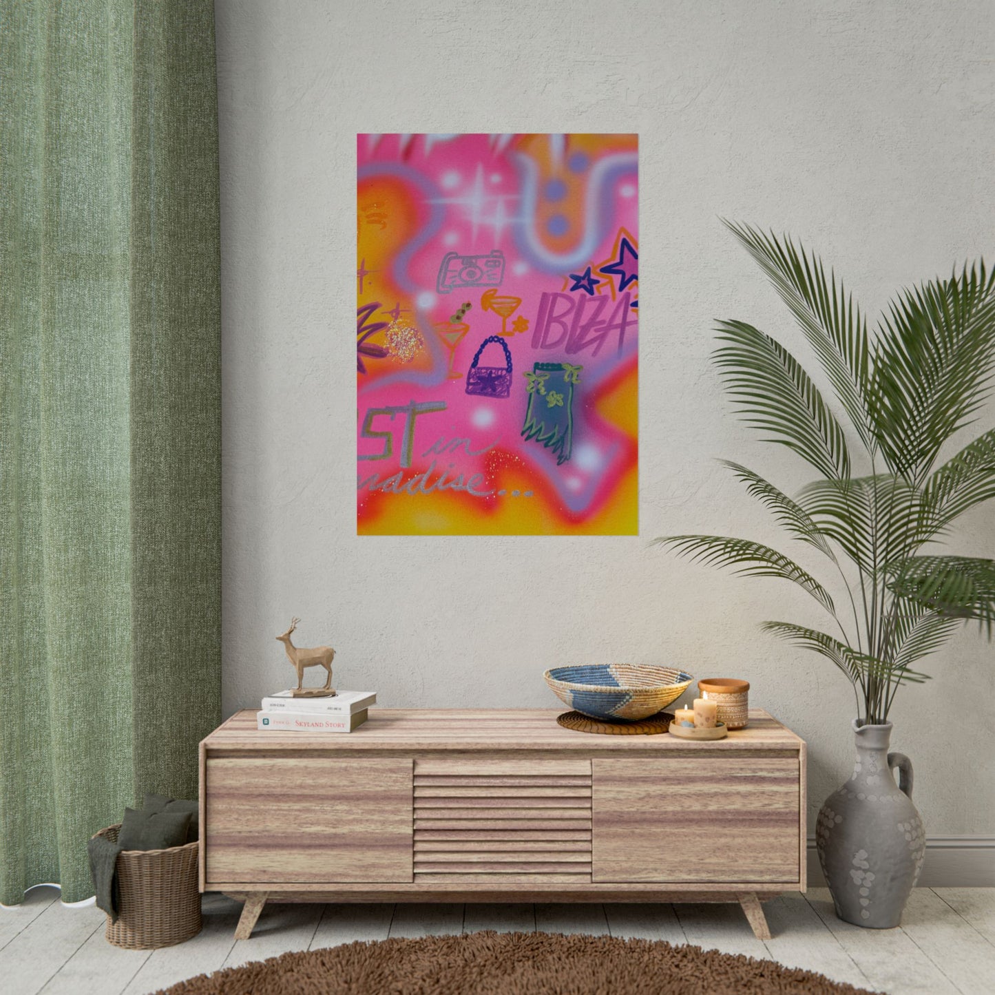 "ibiza" airbrush rolled print