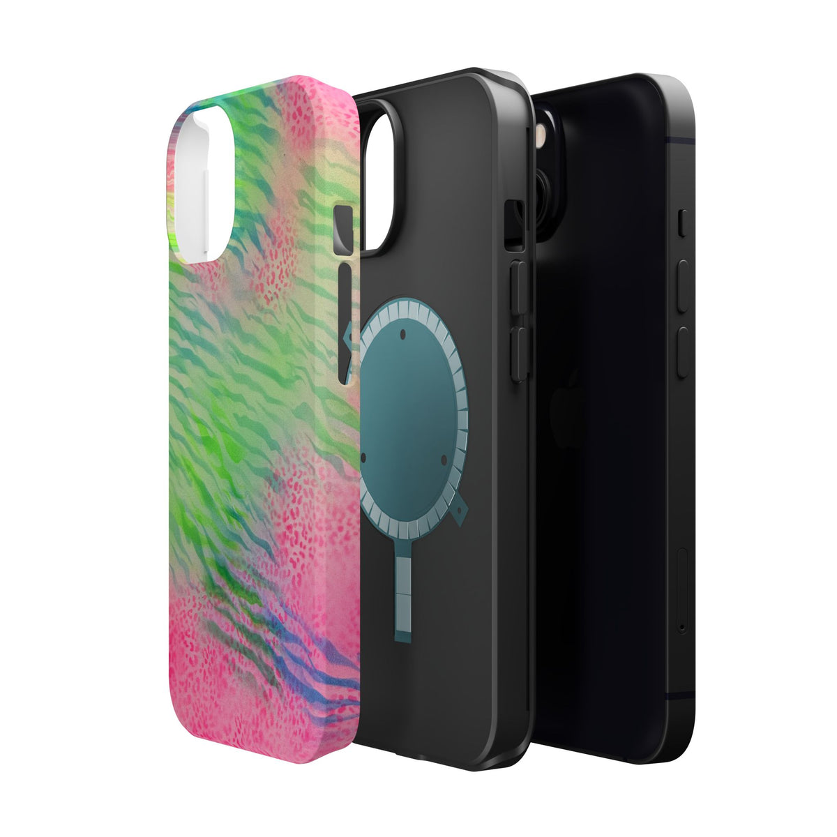 MagSafe "teal cheetah" airbrush iPhone case