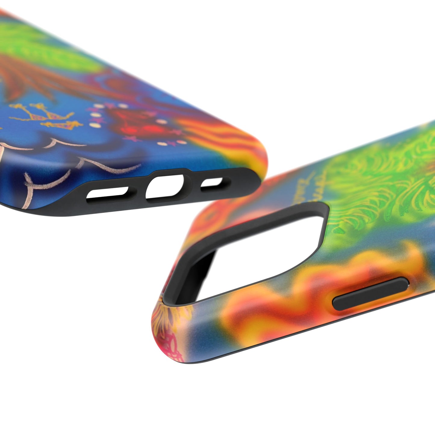 MagSafe iPhone-Hülle mit „Neon-Blaue Palmen“-Airbrush-Design