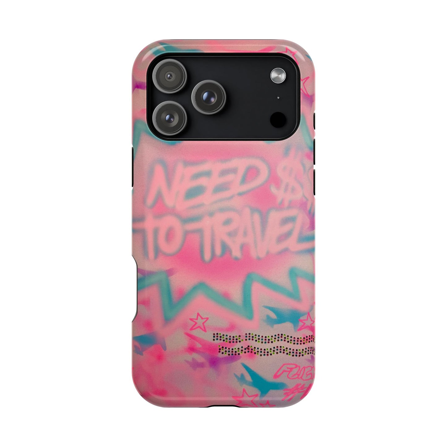 MagSafe "need $$ to travel" airbrush iPhone case