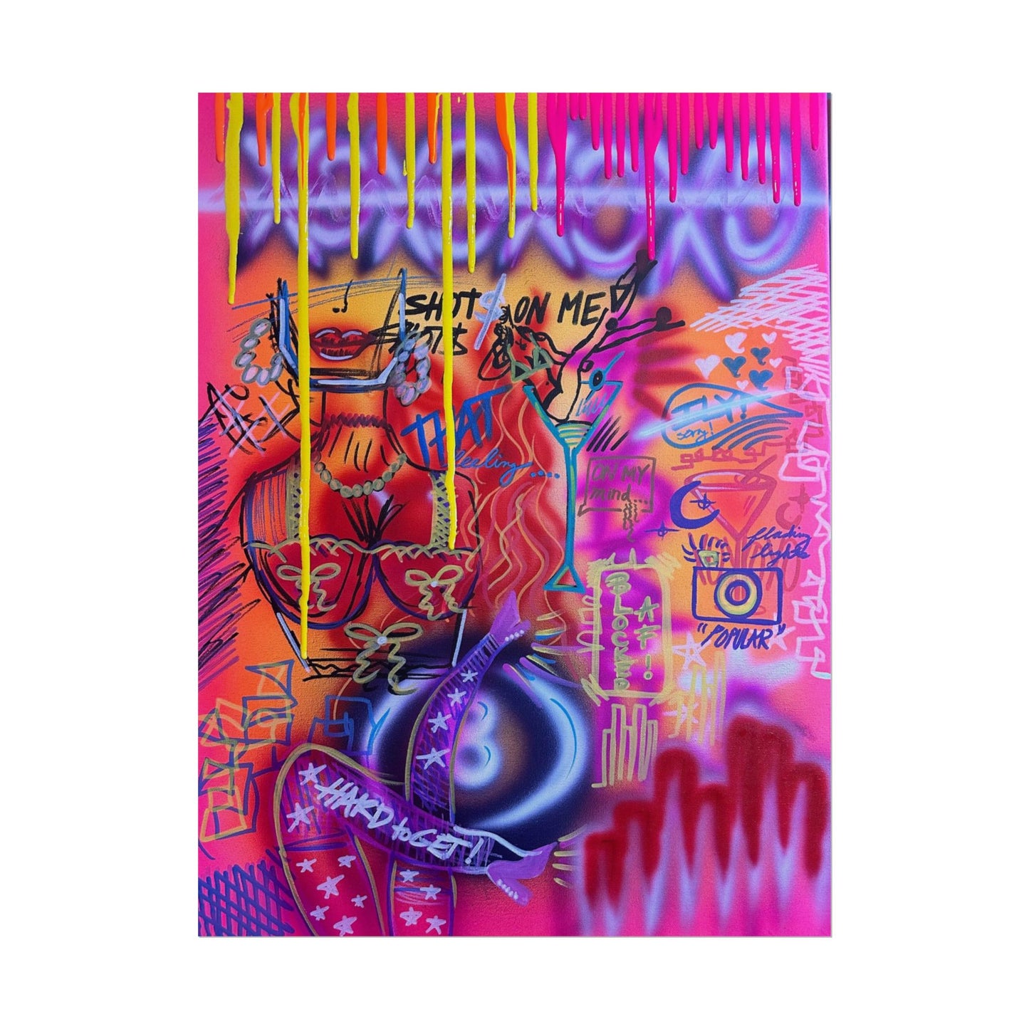 "shots on me!" airbrush rolled print