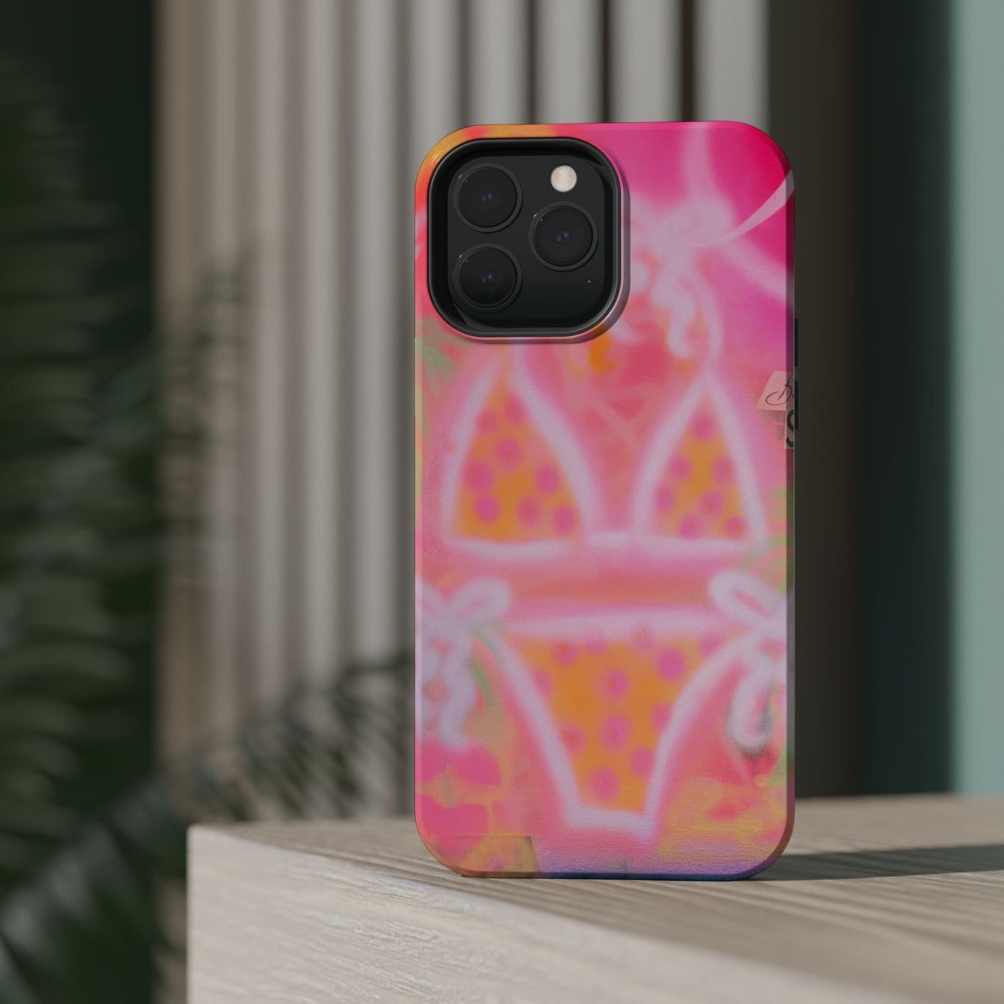 MagSafe "yellow polka dot bikini" airbrush iPhone case