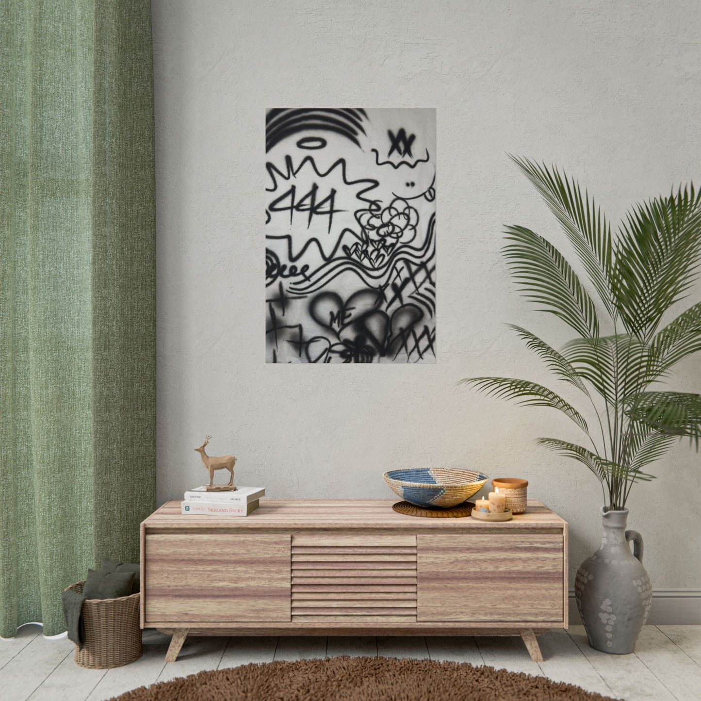 "444" airbrush rolled print