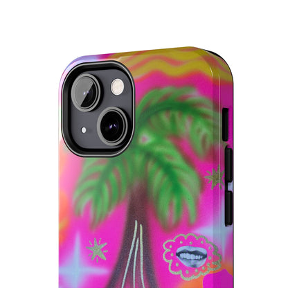 "neon pink palms" airbrush iPhone case