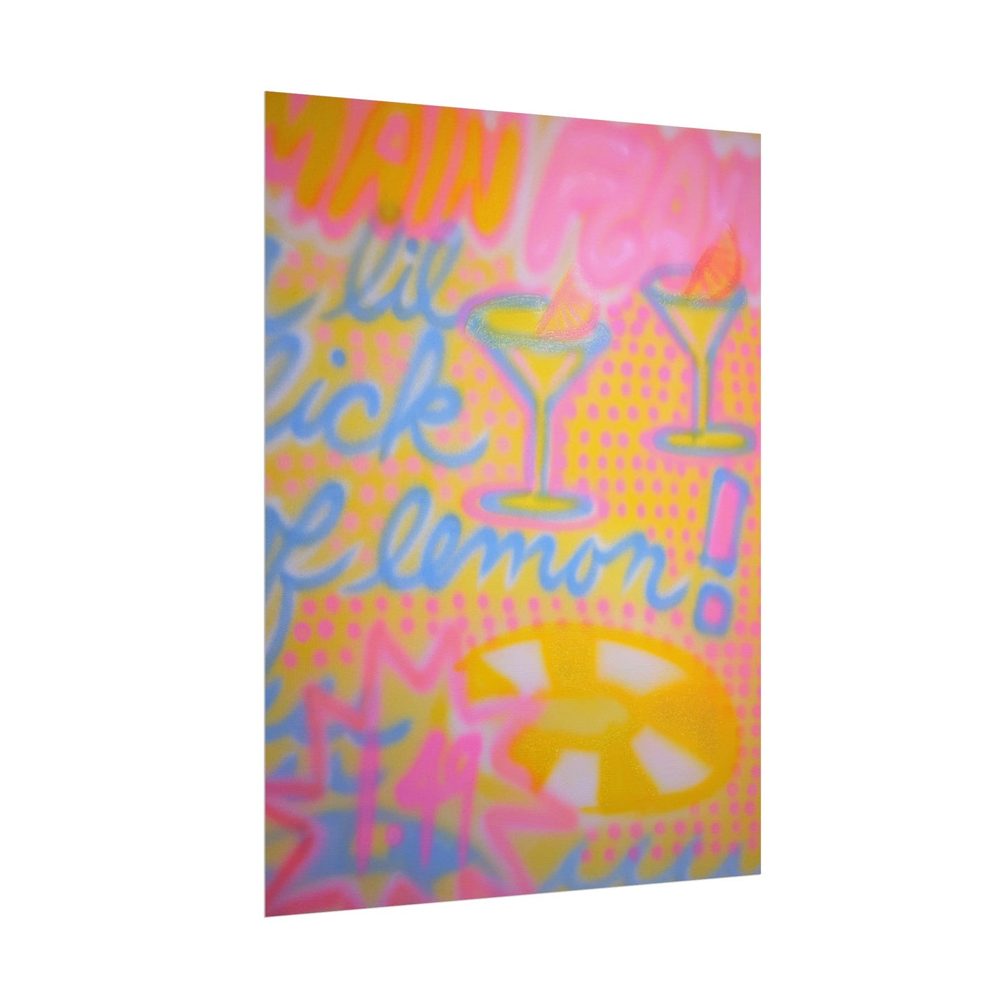 "lemontini" airbrush rolled print