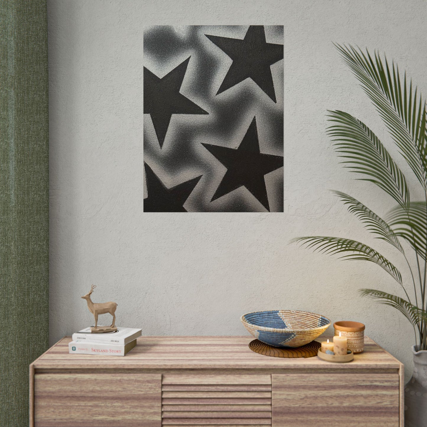 "chrome stars" airbrush rolled print
