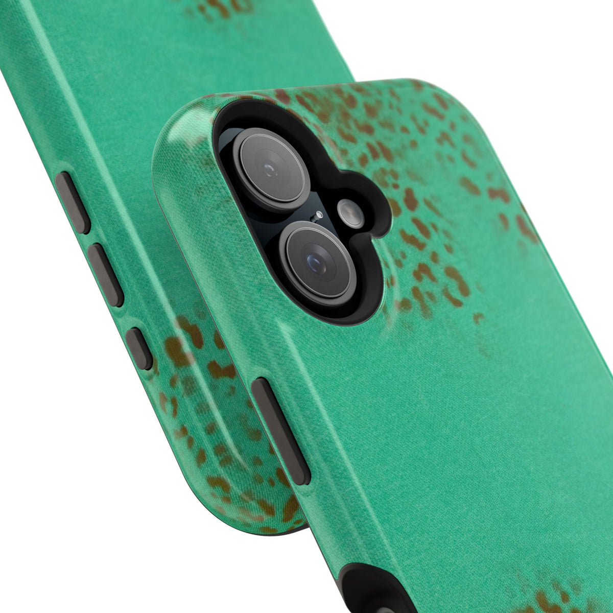 MagSafe "teal cheetah" airbrush iPhone case