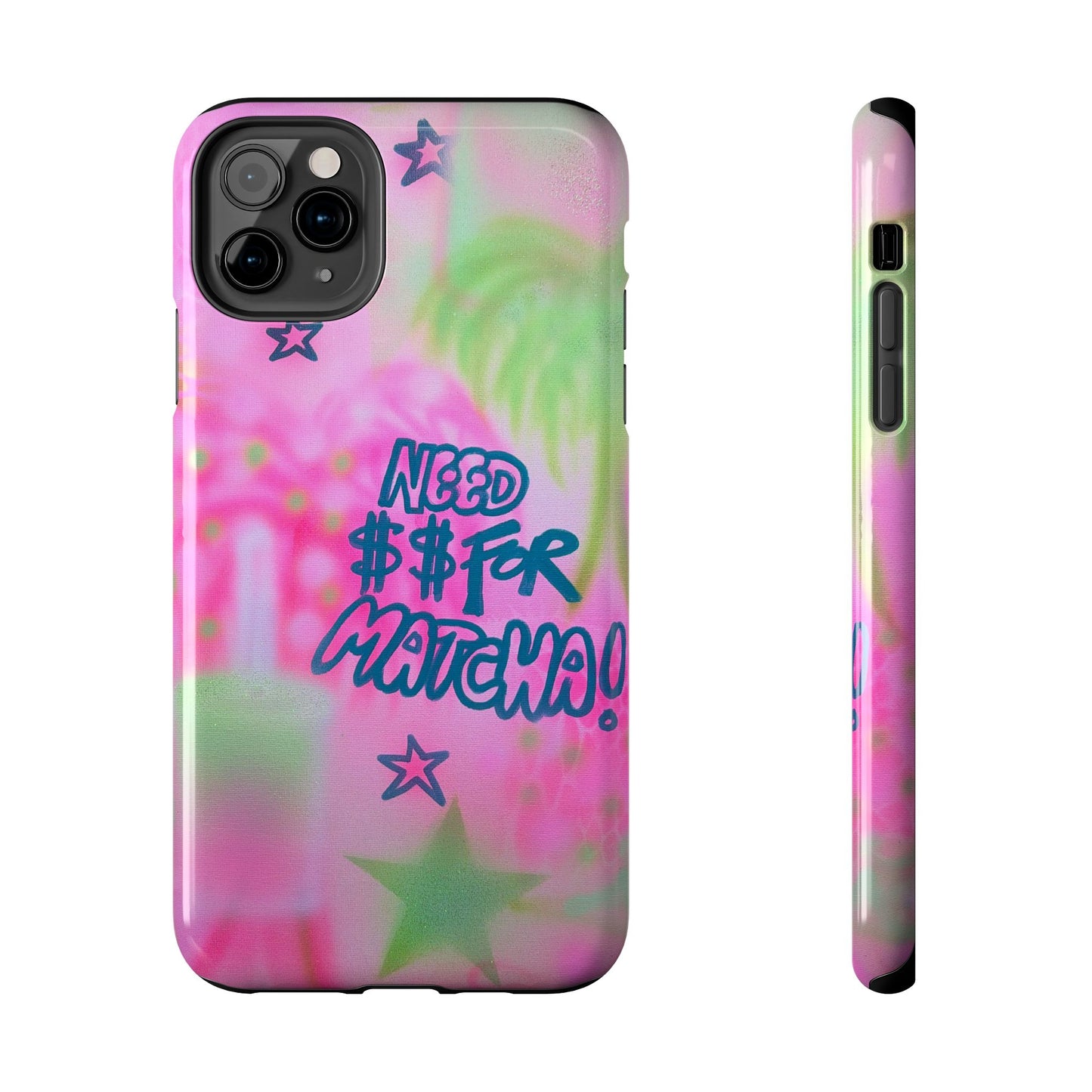 "need $$ for matcha" airbrush iPhone case