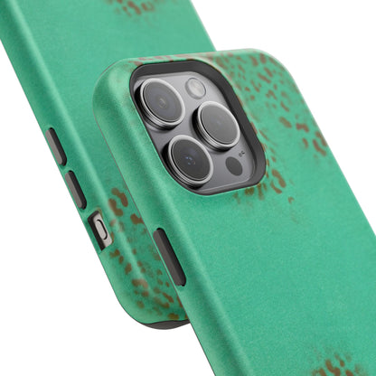 MagSafe "teal cheetah" airbrush iPhone case