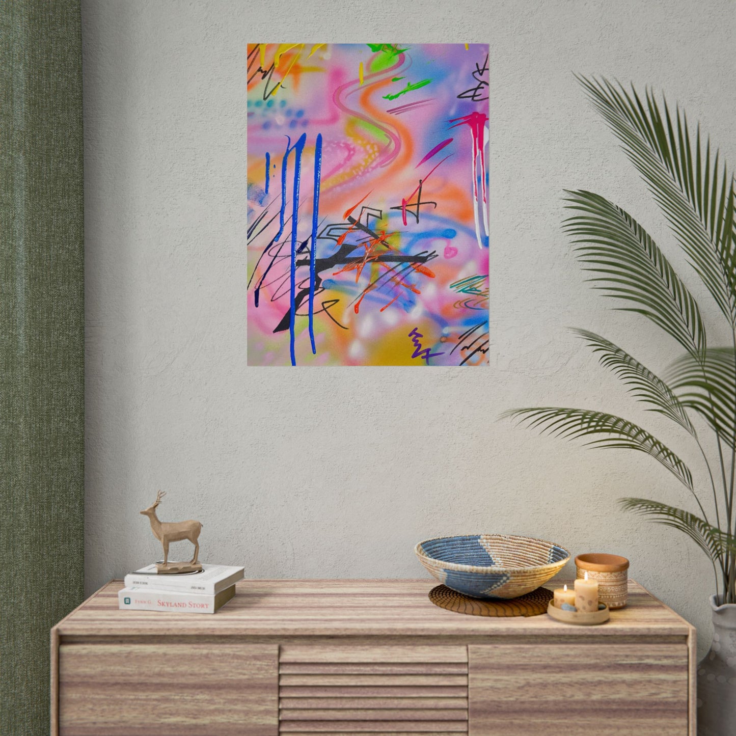 "neon haze" airbrush rolled print