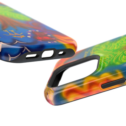 MagSafe iPhone-Hülle mit „Neon-Blaue Palmen“-Airbrush-Design
