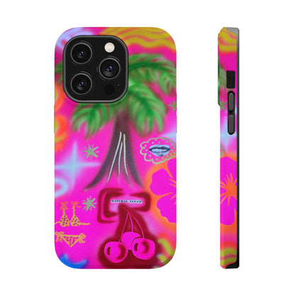 MagSafe "neon pink palms" Airbrush iPhone-Hülle