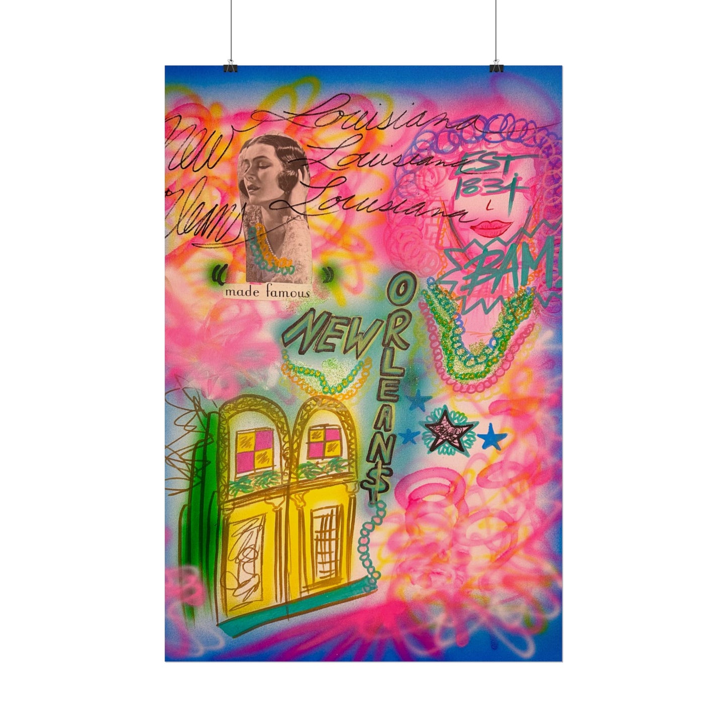 "new orleans, la" airbrush rolled print