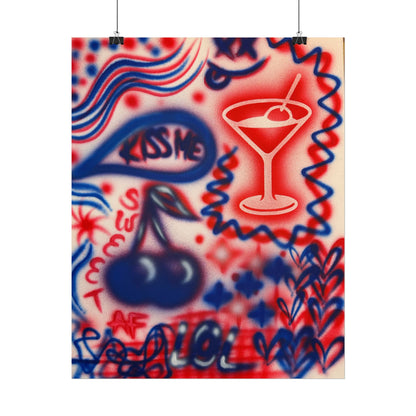 "kiss me!" airbrush rolled print
