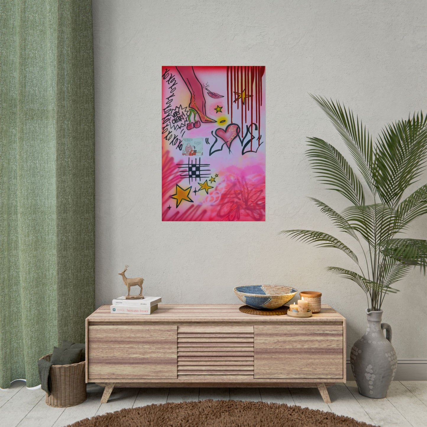"cherry luvr" airbrush rolled print