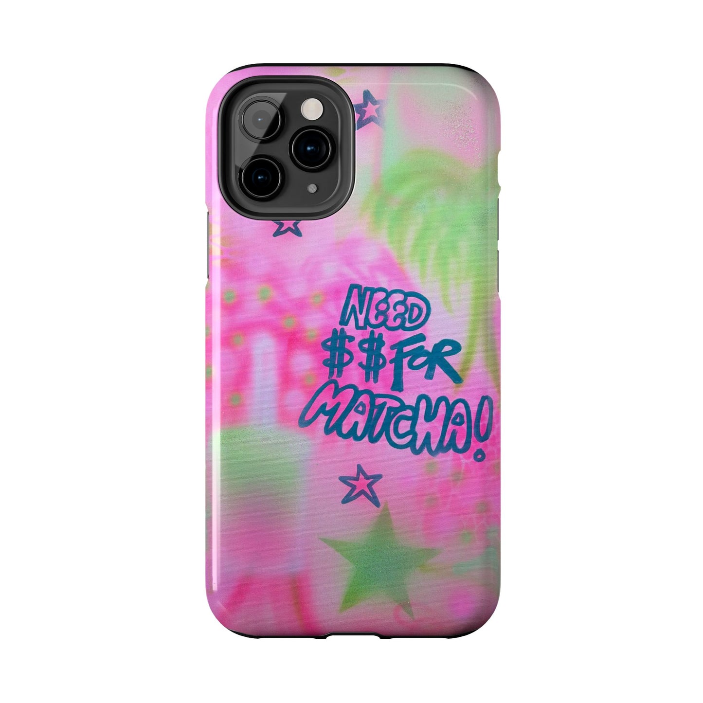 "need $$ for matcha" airbrush iPhone case