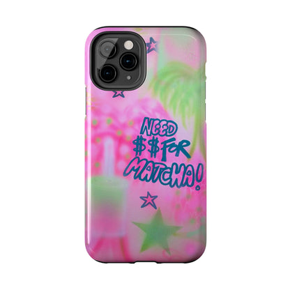 "need $$ for matcha" airbrush iPhone case