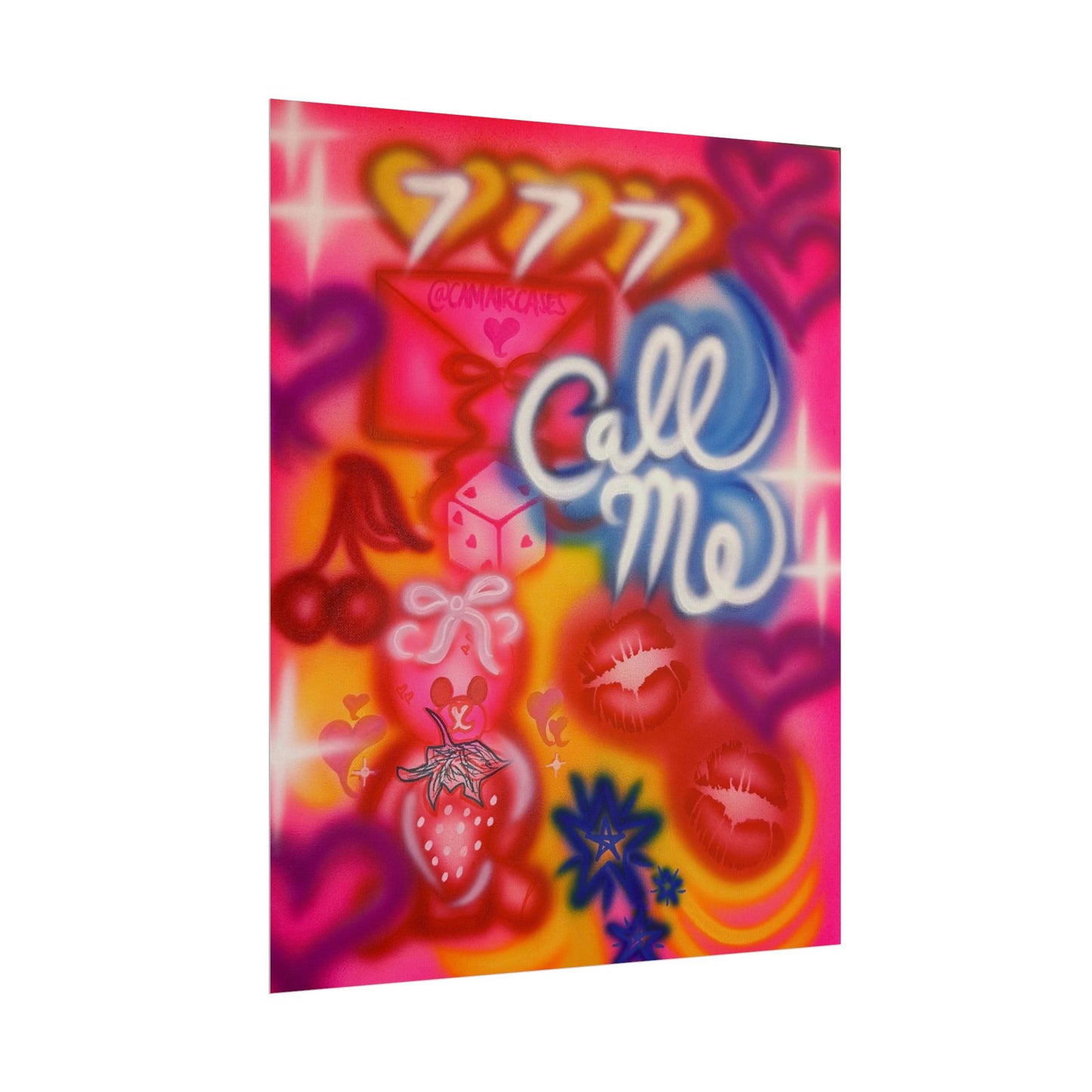 "call me!" airbrush rolled print