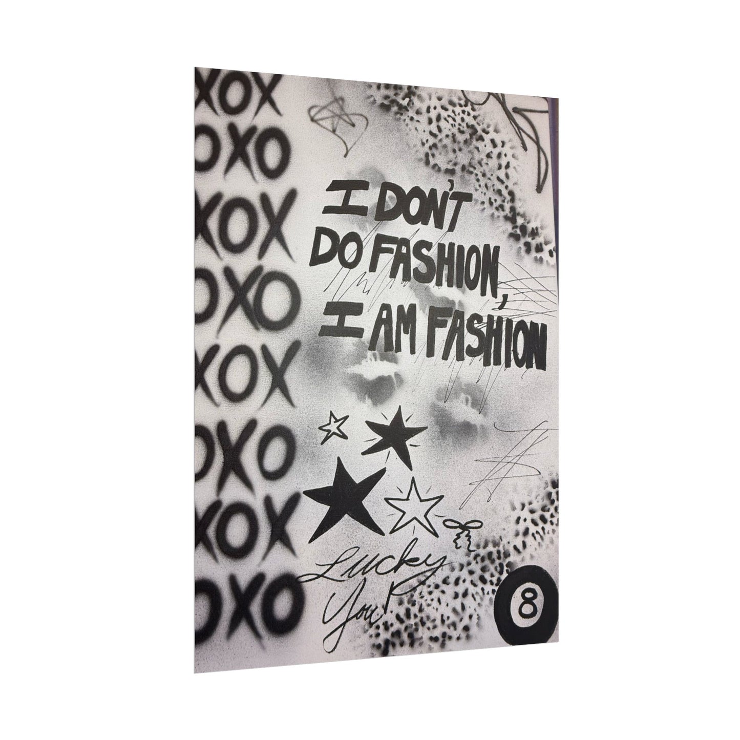 "i am fashion" airbrush rolled print