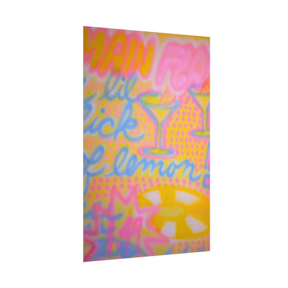 "lemontini" airbrush rolled print