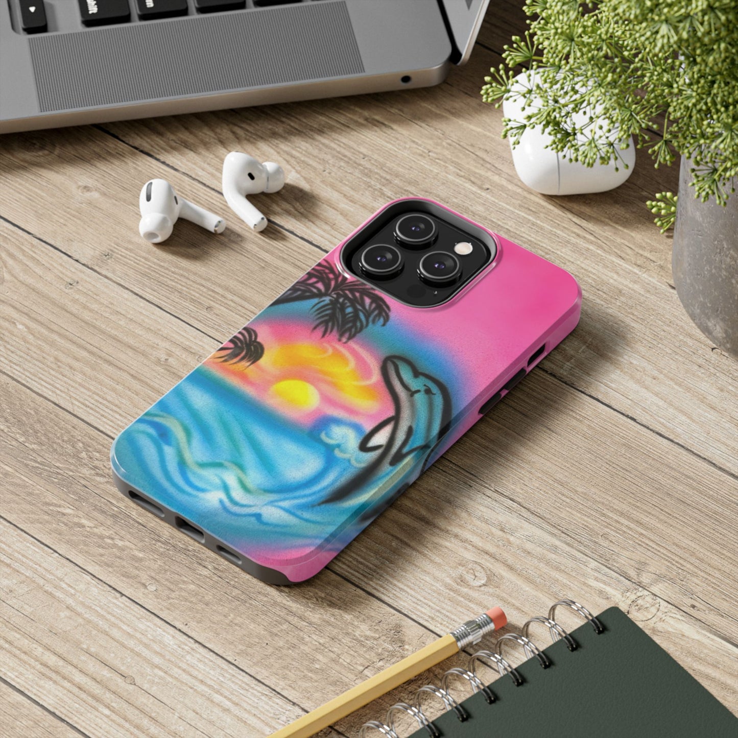 "dolphin love" airbrush iPhone case