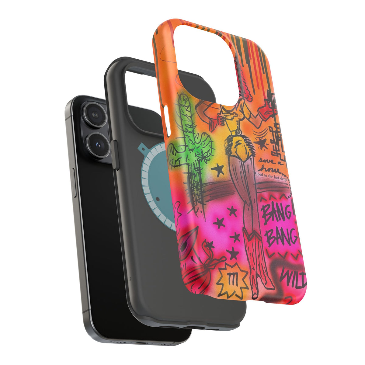 MagSafe "wild, wild west" airbrush iPhone case