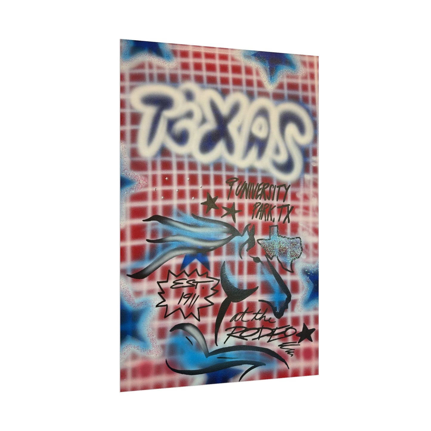 "texas" airbrush rolled print