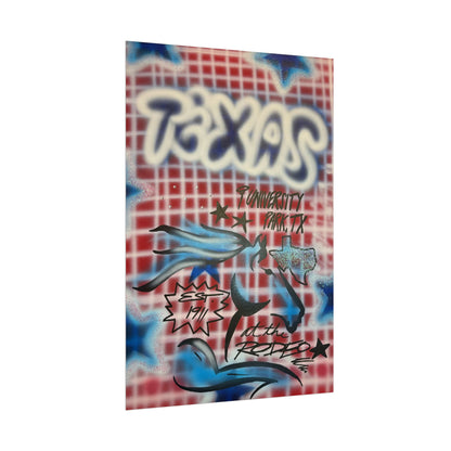 "texas" airbrush rolled print
