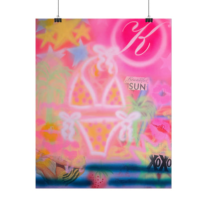 "santa monica strawberry" airbrush rolled print