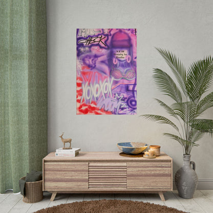 "mic check" airbrush rolled print