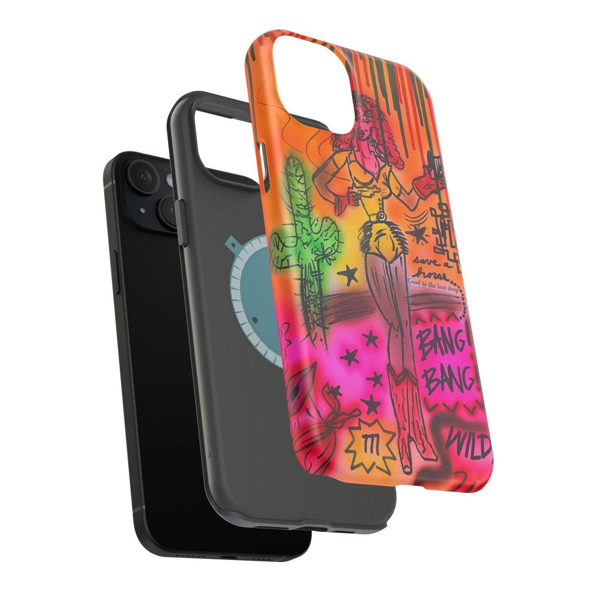 MagSafe "wild, wild west" airbrush iPhone case