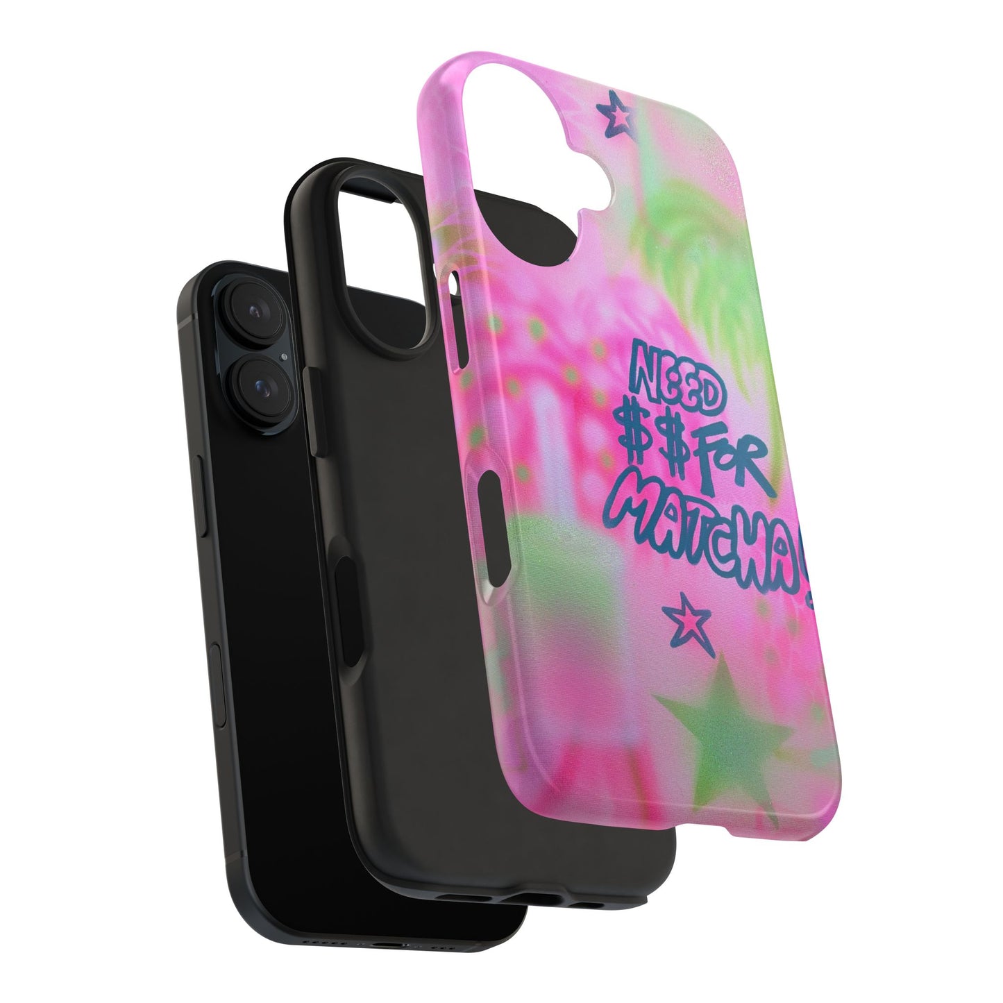 "need $$ for matcha" airbrush iPhone case