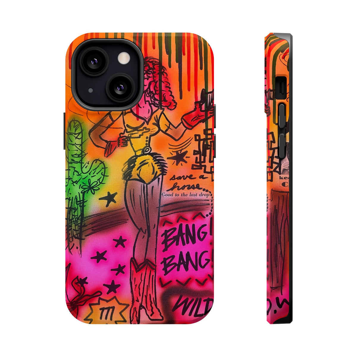 MagSafe "wild, wild west" airbrush iPhone case