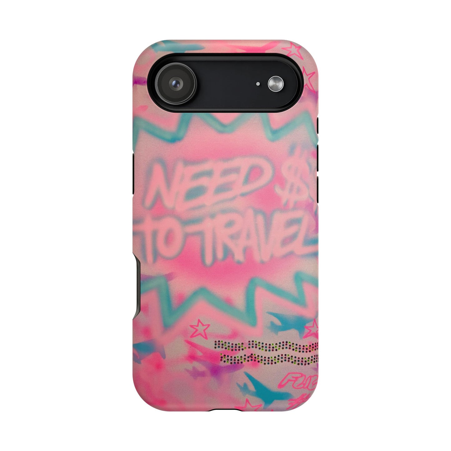 MagSafe "need $$ to travel" airbrush iPhone case